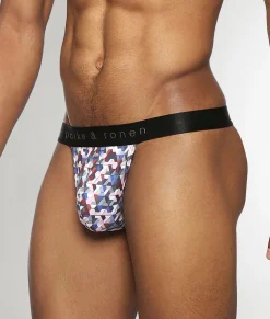 Parke & Ronen Honey Comb Printed Thong